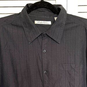 3/$20, Kenneth Cole Men Black Stripe Long Sleeves Shirt, 100% Cotton Size XL